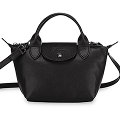 Longchamp XS Le Pliage Leather Crossbody Bag, Black