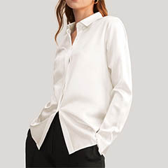 lilysilk concealed placket silk shirt natural white