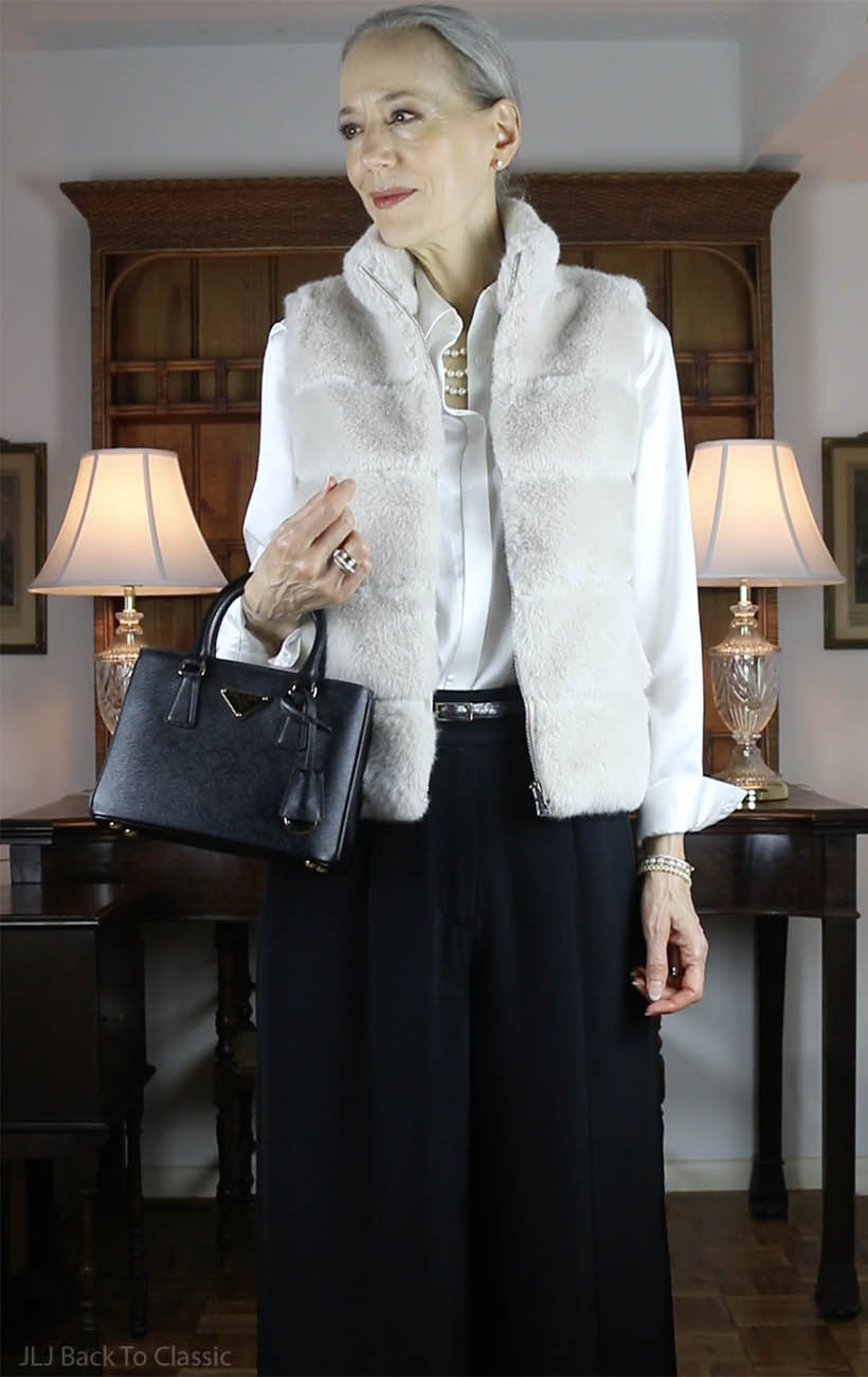 classic style over 60 generation love NY faux fur vest janis lyn johnson jljbacktoclassic