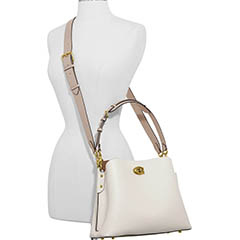 Coach Will Colorblock Leather Shoulder Bag, Brass, Chalk Multi