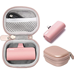 pink zip storage Case for iWALK Mini Portable Charger for iPhone