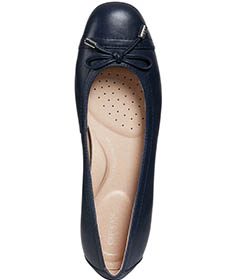 navy leather ballet flat, geox annytah cap toe with bow