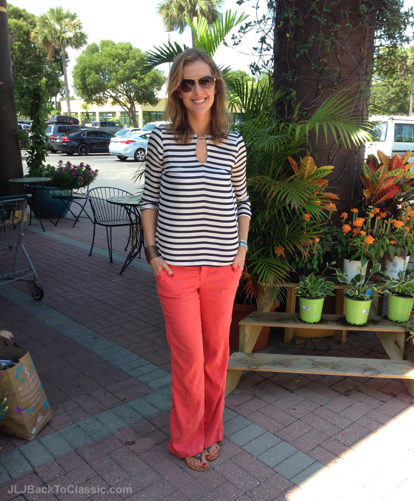 2-Navy-And-White-Striped-Top-With-Coral-Chinos