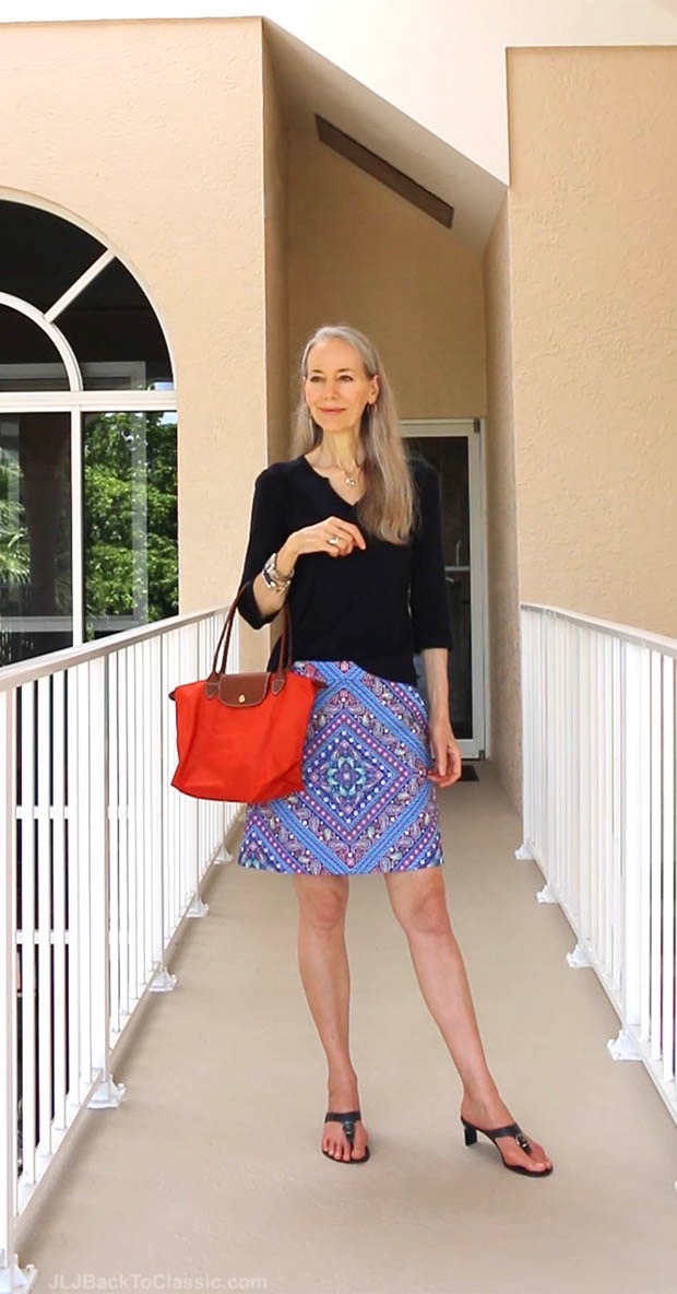 Classic-Fashion-Over-40-50-Navy-and-Burnt-Orange-Skort-Outfit