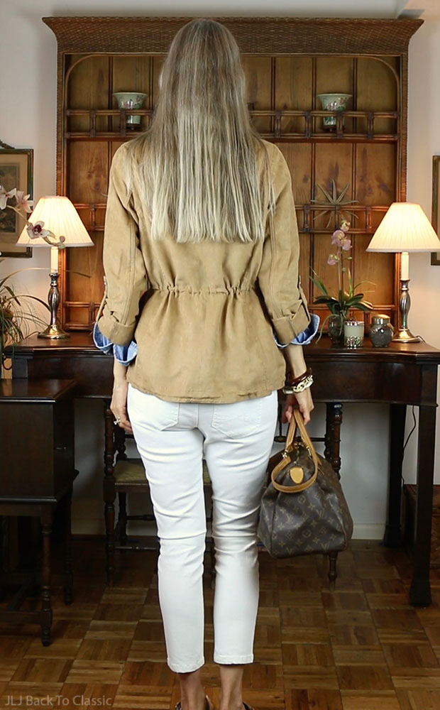 Video) Warm-Weather Fall Casual OOTD: Cinched-Waist Jacket, Denim 