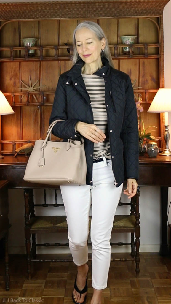 (Video) Cool-Weather OOTD: Black Quilted Jacket, White Skinny Jeans ...