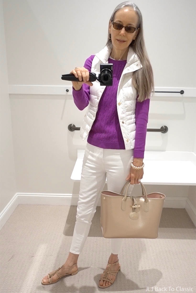 berry-sweater-white-puffer-vest-longchamp-gold-tote-white-jeans-timeless-style