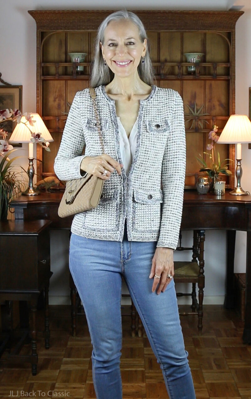 Classic Style: Tweed-Look Sweater Jacket & Skinny Jeans OOTD & What’s ...