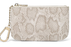 daisy rose cream snake faux leather zip key pouch