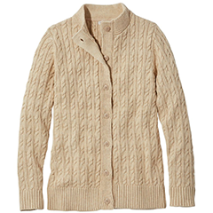 llbean womens cotton mixed cable sweater, oatmeal heather