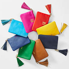 mark&graham small leather tassel-zipper pouch colors available