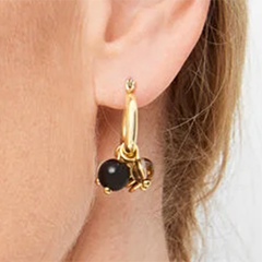 talbots Cluster Beads Charm Hoop Earrings