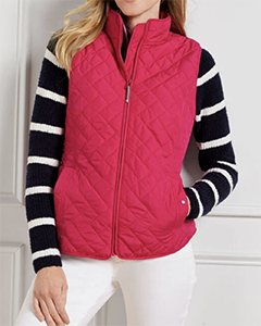 talbots pink quilted vest