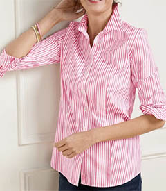 talbots pink stripe poplin shirt