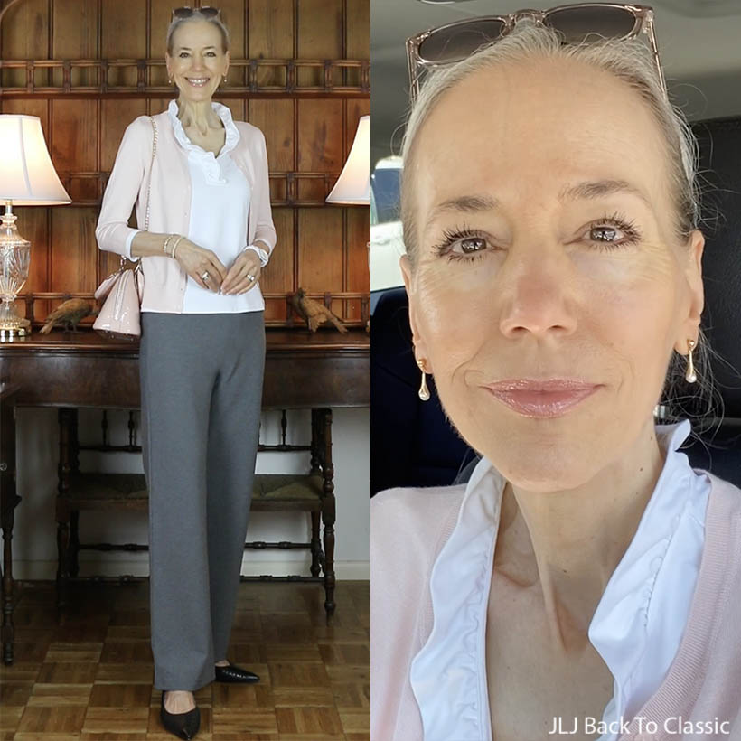 Vlog: Louis Vuitton Vernis Alma BB, Pink Cardigan, Ruffle Blouse, Grey  Pants OOTD; Lunch Sante Fe Cafe, Waterside Shops, Naples, FL / Classic  Style – JLJ Back To Classic/