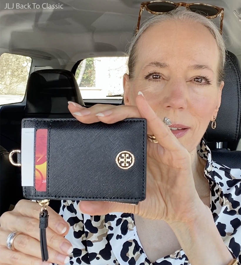 what's in my Lady Dior Bag Tory Burch Robinson Saffiano Leather Zip Card Case