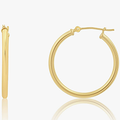 14k gold three-quarter inch hoop earrings