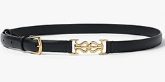 lilysilk black leather skinny belt with gold hardware 1