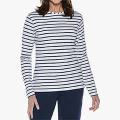 women's navy and white striped breton long sleeve tee-shirt by coolibar