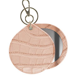 havredeluxe pink croc-embossed leather mirror-keychain