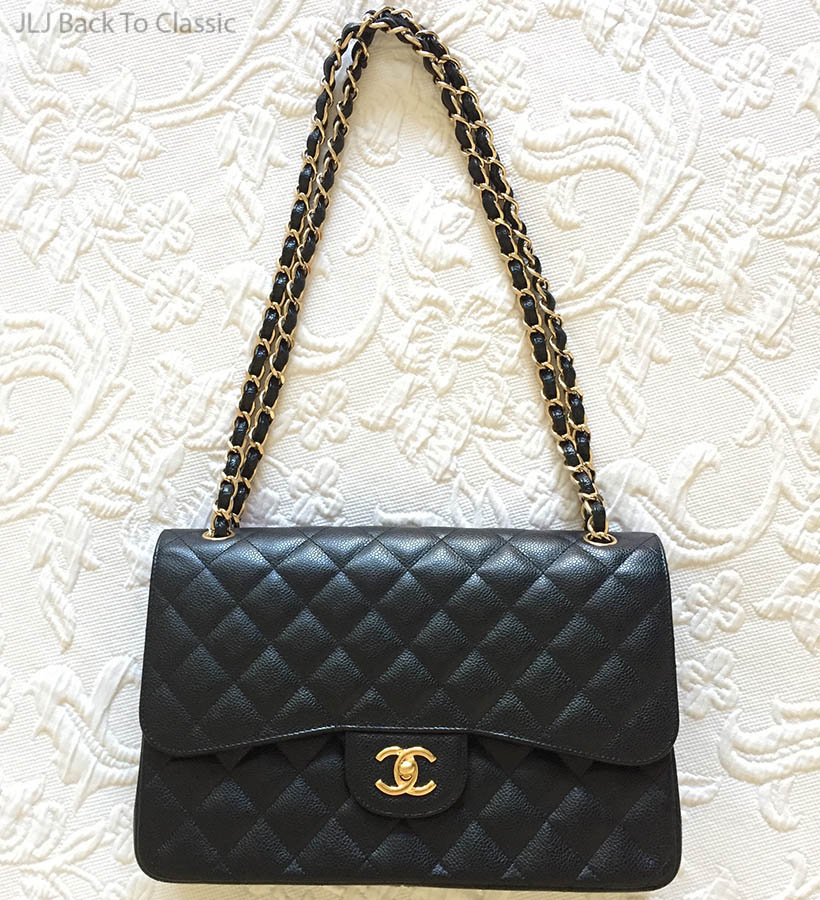 timeless style, chanel caviar leather large:jumbo classic flap bag, black, jljbacktoclassic