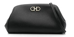 Ferragamo Black Leather Crossbody Clutch Bag