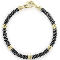 lagos black caviar, five small gold station ceramic beaded bracelet