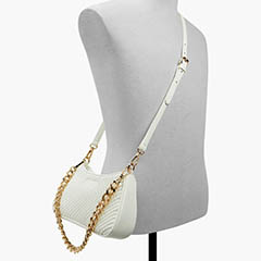 aldo faux leather sustinax shoulder bag, white with gold chain