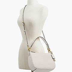 coach polished pebble leather corssobdy bag, white