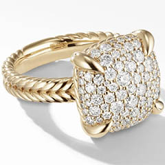 david yurman 18k gold pave diamond chatelaine ring, 14mm