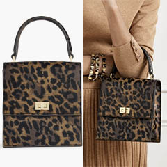 Leopard-Print Saffiano Leather Top-Handle Bag with adjustable, removable shoulder strap