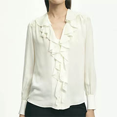 brooks brothers silk georgette ruffled blouse, winter white