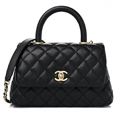 chanel caviar quilted mini coco handle flap back, fashionphile