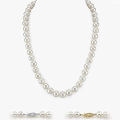 the pearl source aaa quality white freshwater cultured pearl necklace, 16 inches, 14k yellow gold clasp