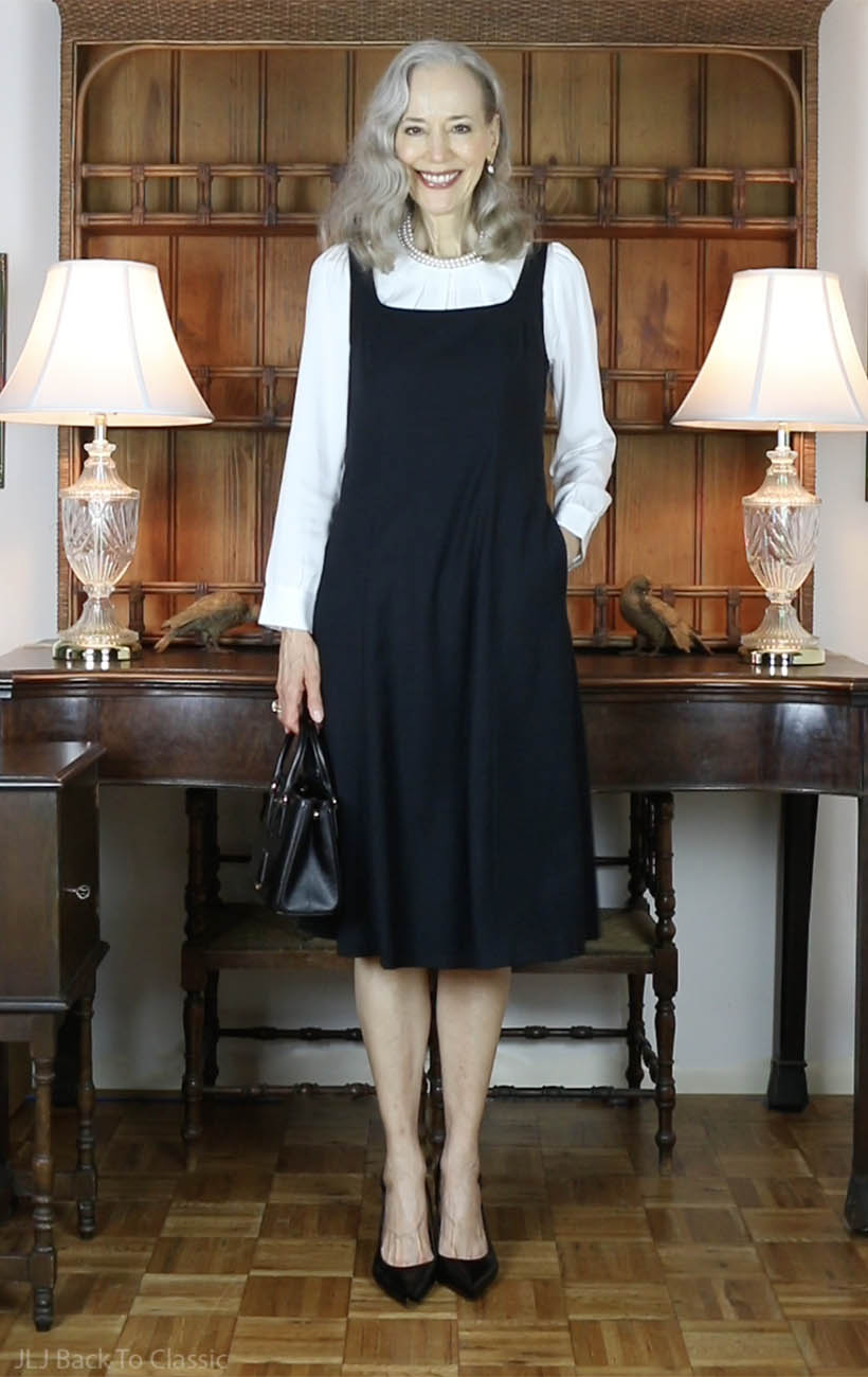 fendi black mini galleria bag, black goelia wool vest dress and blouse 3