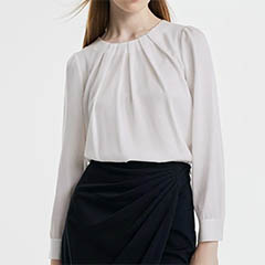 goelia acetate woven white blouse with chain