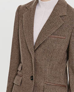 goelia brown washable wool split leather blazer for women