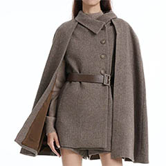 goelia coffee brown washable wool cloak and vest two-piece set