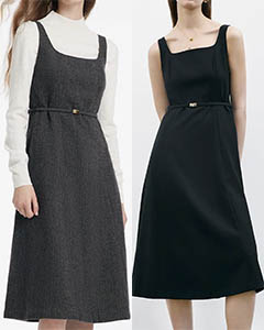 goelia worsted wool sleeveless fit and flare dress with removable belt