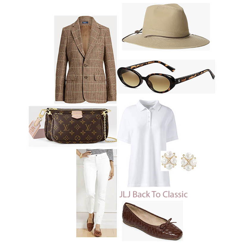 Polo Ralph Lauren Linen Plaid Blazer and White Jeans Outfit JLJBackToClassic