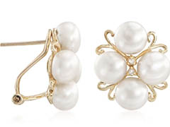 cultured pearl cluster earrings, 14k gold, diamonds Ross-Simons 2