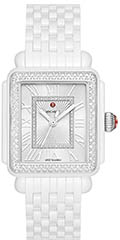 michele deco madison ceramic diamond watch, white, $4,095