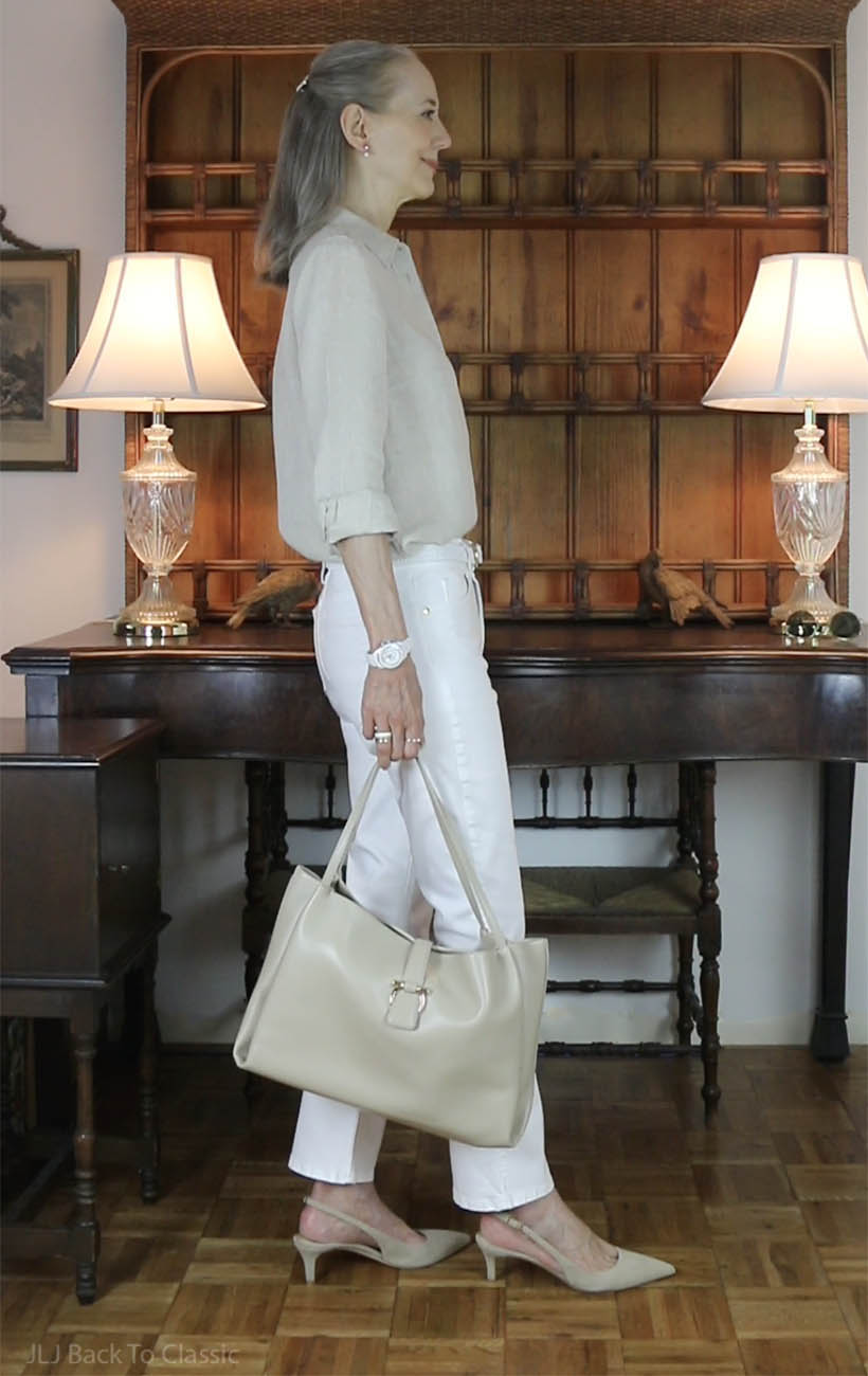 ferragamo-stone-large-leather-tote-oatmeal-linen-shirt-white-jeans-ootd-7