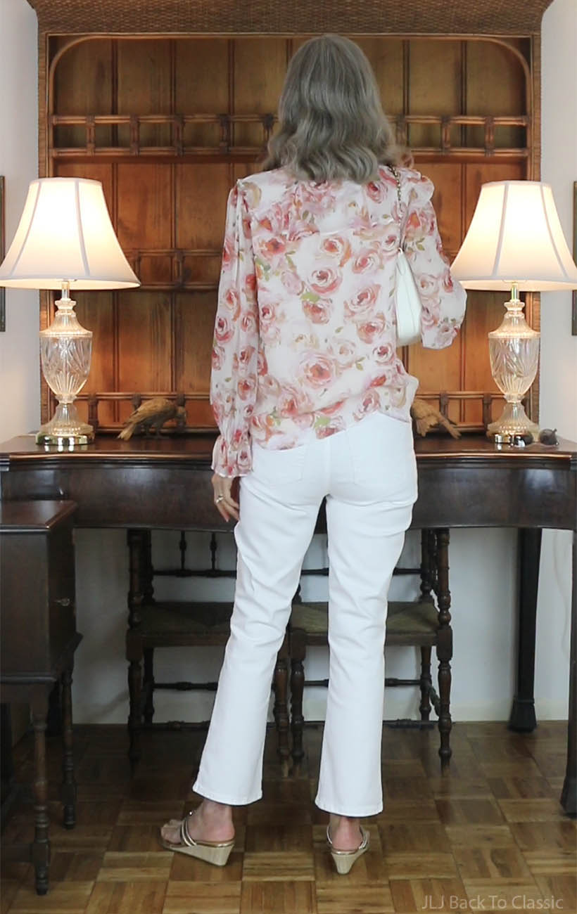 classic-style-influencer-janis-lyn-johnson-prada-redition-floral-blouse-white-jeans-3