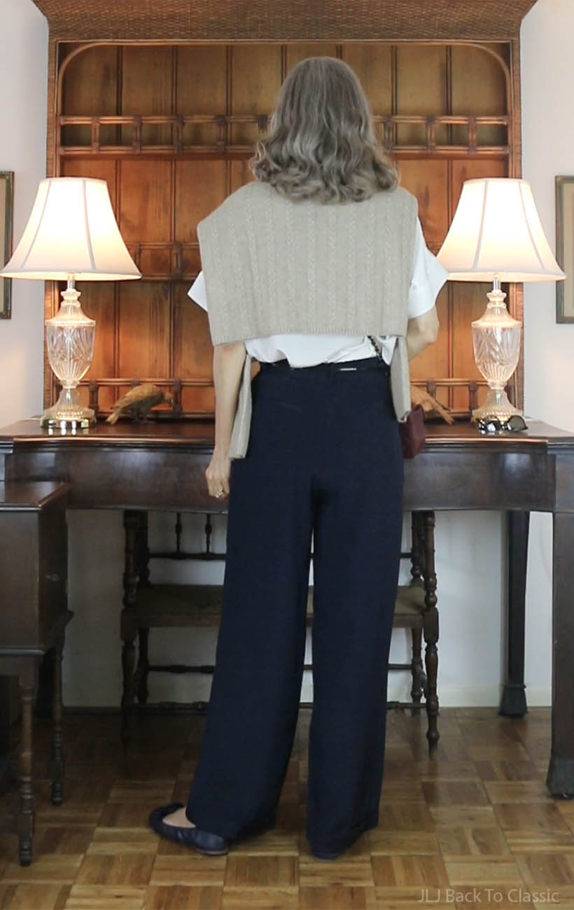 chanel-burgundy-mini-classic-flap-lilysilk-cashmere-pullover-and-navy-silk-trousers-5.