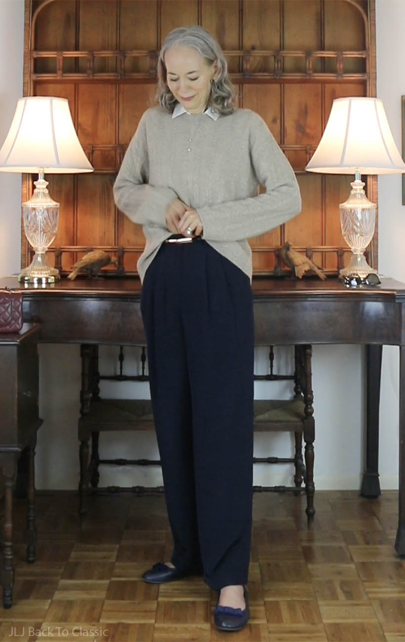 chanel-burgundy-mini-classic-flap-lilysilk-cashmere-pullover-and-navy-silk-trousers-6