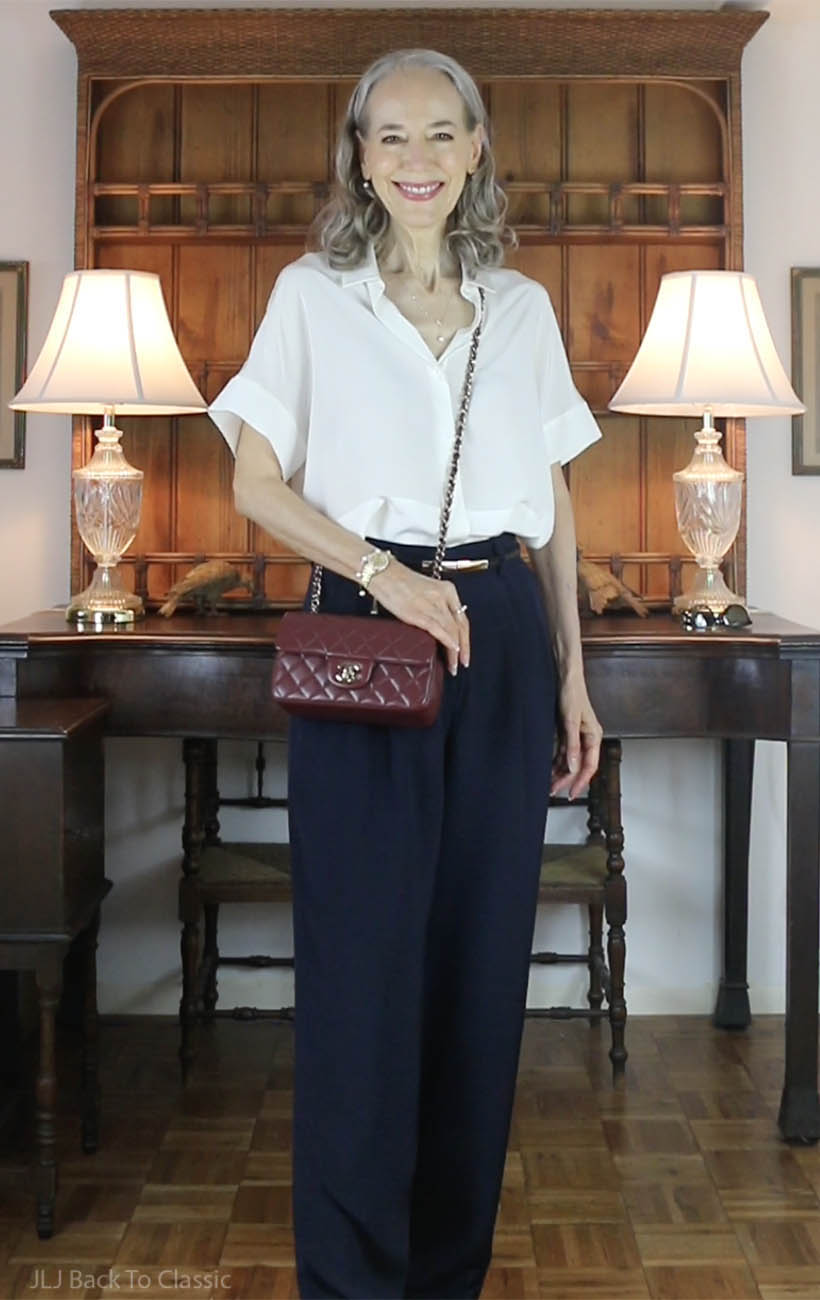 chanel-burgundy-mini-classic-flap-lilysilk-navy-silk-trousers-2