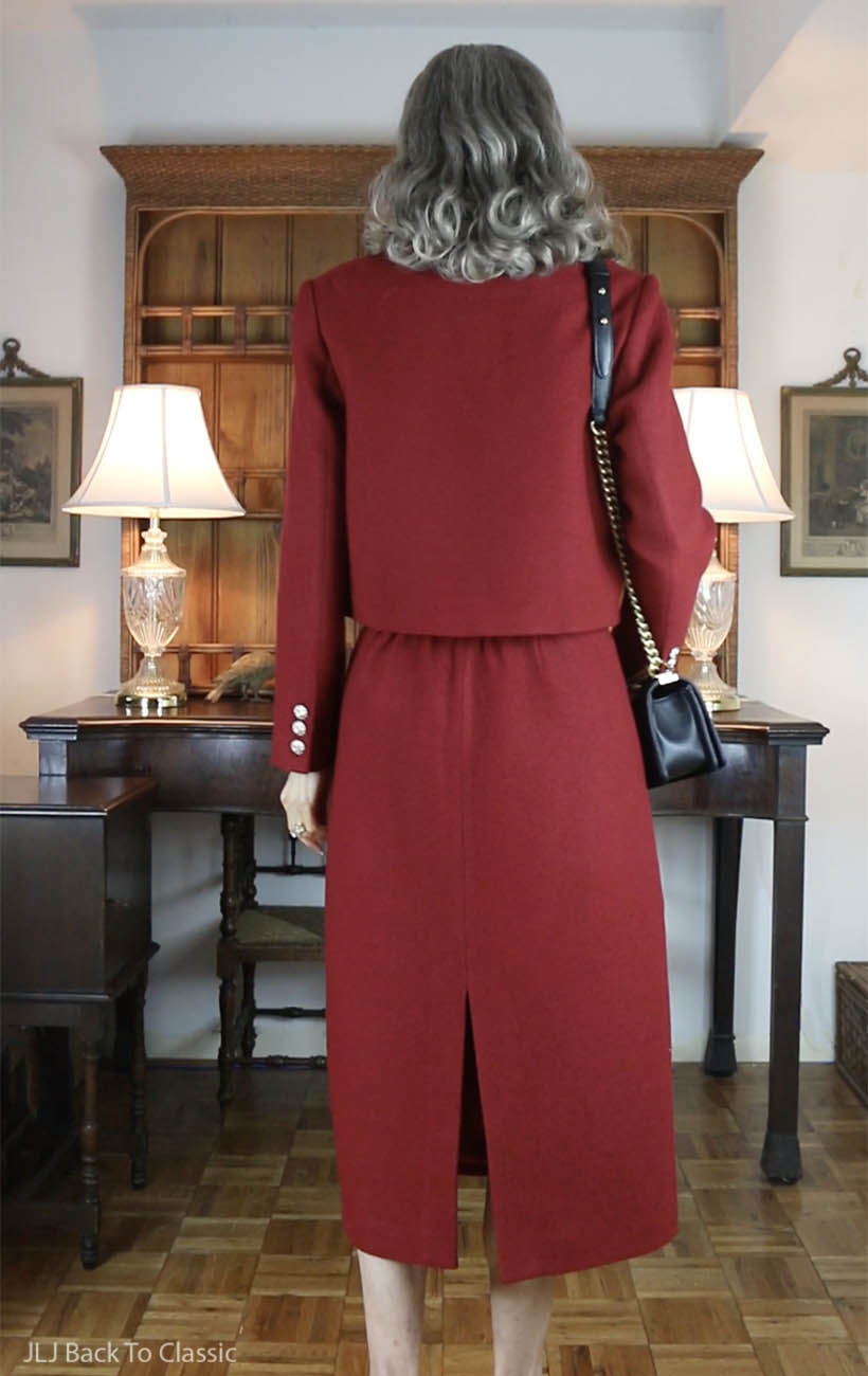 chanel-small-black-caviar-boy-bag-red-cropped-lady-jacket-and-skirt-7