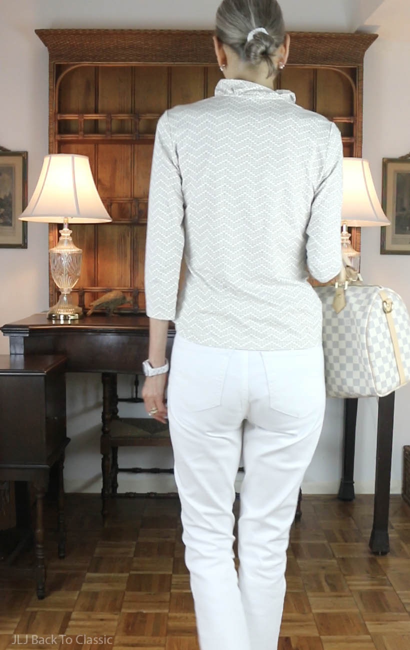 louis-vuitton-damier-azur-bandouliere-speedy-30-white-jeans-beige-ruffle-top-4