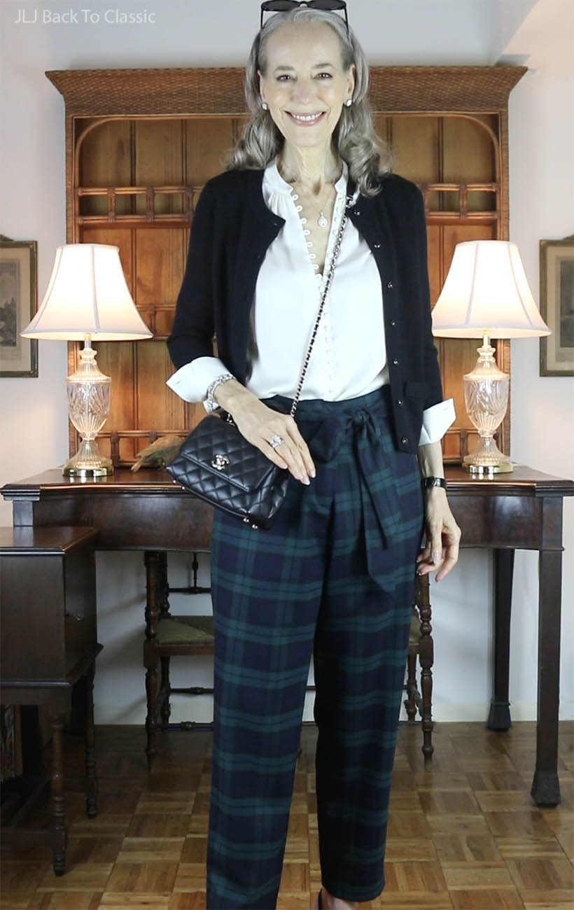 chanel-extra-mini-coco-handle-silk-blouse-blackwatch-plaid-pants-ootd-jljbacktoclassic-1
